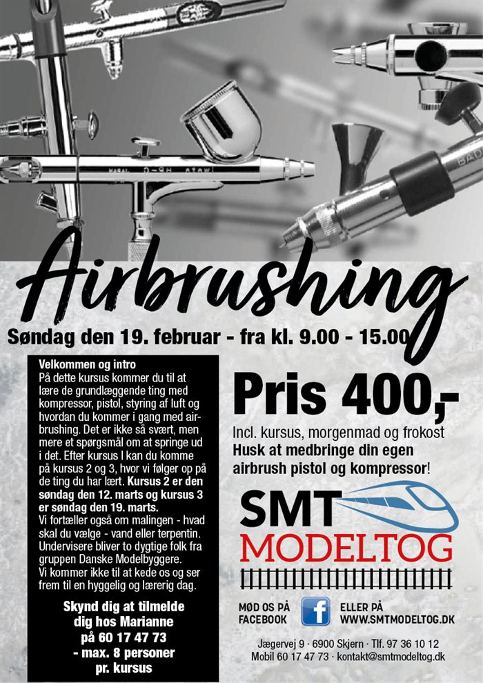 Airbrushkursus 2, Søndag d. 12-3 kl 9-15